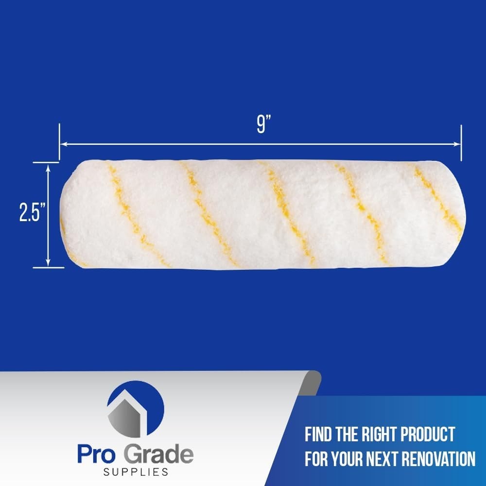 Professional 5-Pack 9" Microfiber Paint Roller Covers with 1/2" Nap - Easy Clean
