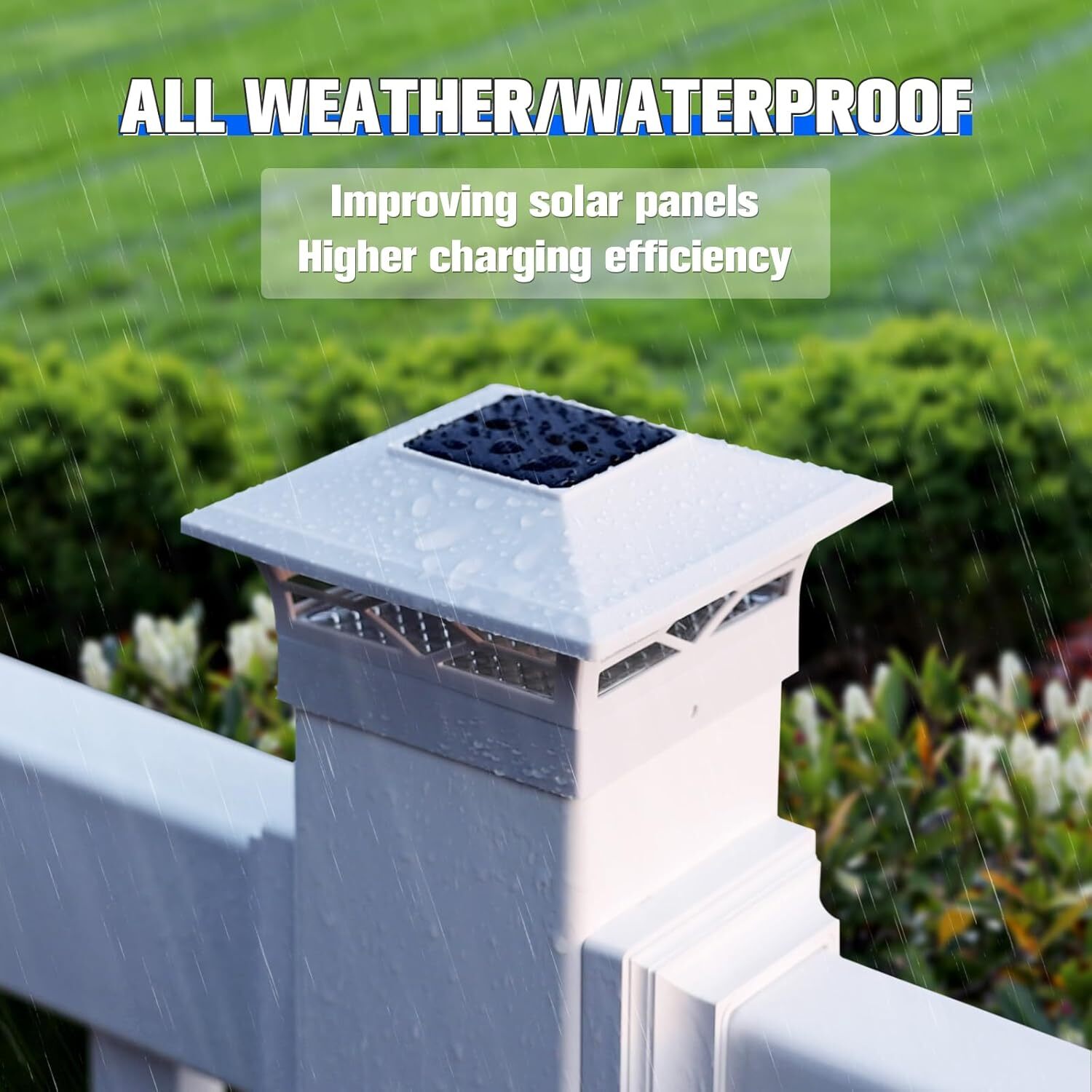 RGB Cool Warm LED Outdoor Solar Powered Deck Post Light Garden Cap Square Fence