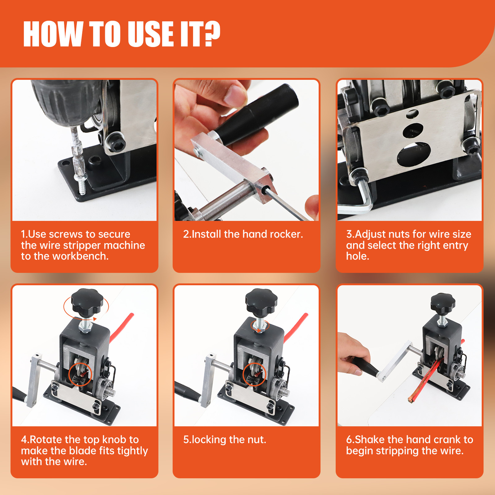 Manual Wire Stripping Machine Drill Powered Hand Crank Wire Stripper Tool 1-25MM