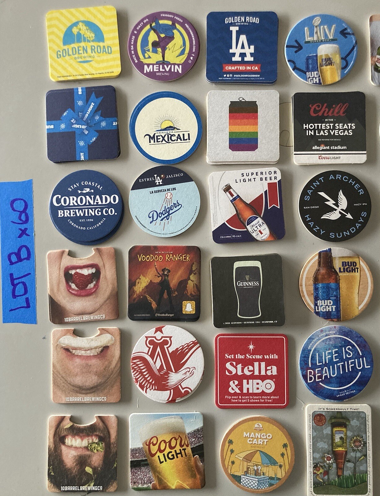 60 Unique Beer Bar Coasters Pint Glass mat coaster Craft Domestic Import Lot B