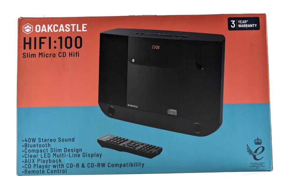 Oakcastle HIFI100 Compact Stereo System with Bluetooth Wall Mountable CD Player