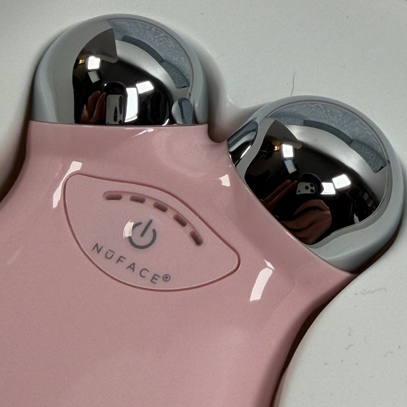 Nuface Petite Mini Facial Toning Device Pink + 10oz Aqua Gel +Brush NEW OPEN BOX