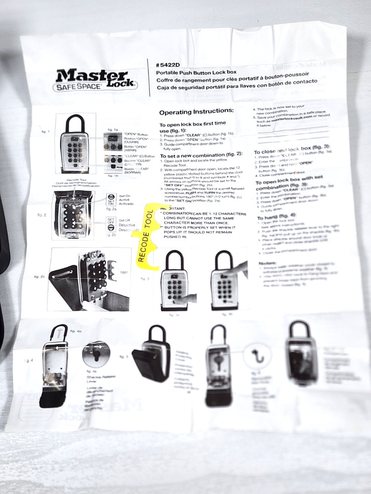 Master Lock - Lock Box Push Button Combination P19918-Instructions included