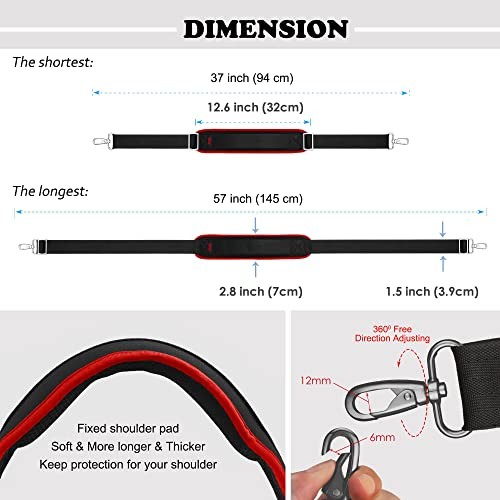 Bag Shoulder Strap, Padded Adjustable Shoulder Strap Replacement 57" Wine Edge