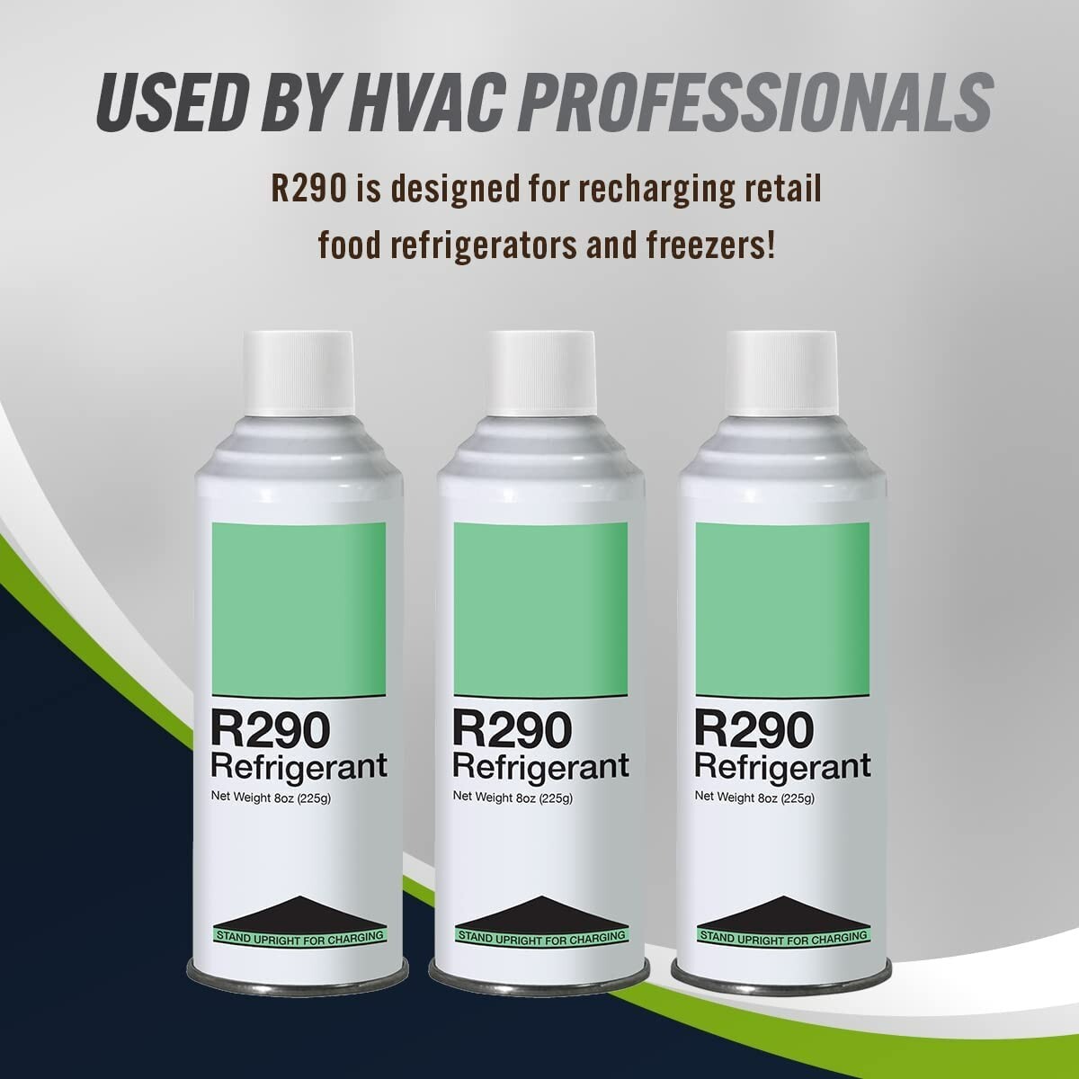 Leak Saver Refrigerant R290 - Upright Liquid Charging Self-Sealing Can - 3 Pack