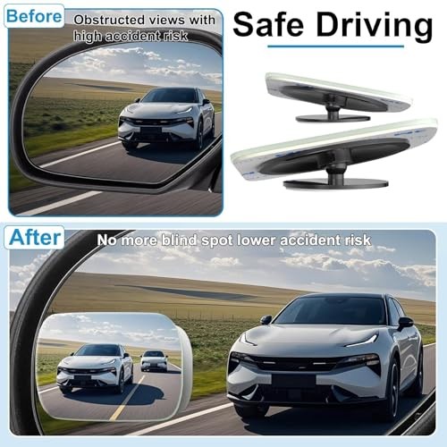 Blind Spot Mirrors 2 Pack, Frameless Side Mirror Blindspot Rectangle-2pcs