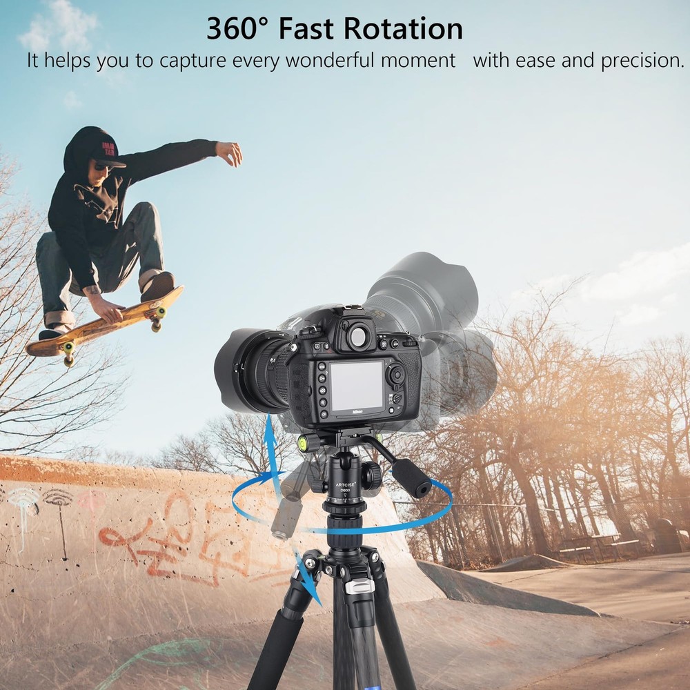 Ball Head with Handle Camera Tripod Ball Head with Two Quick Release Plates a...