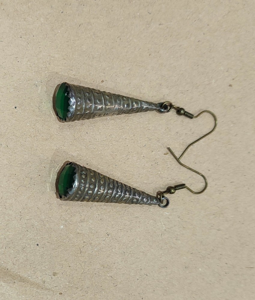 Moroccan ethnic berber silver earrings cones