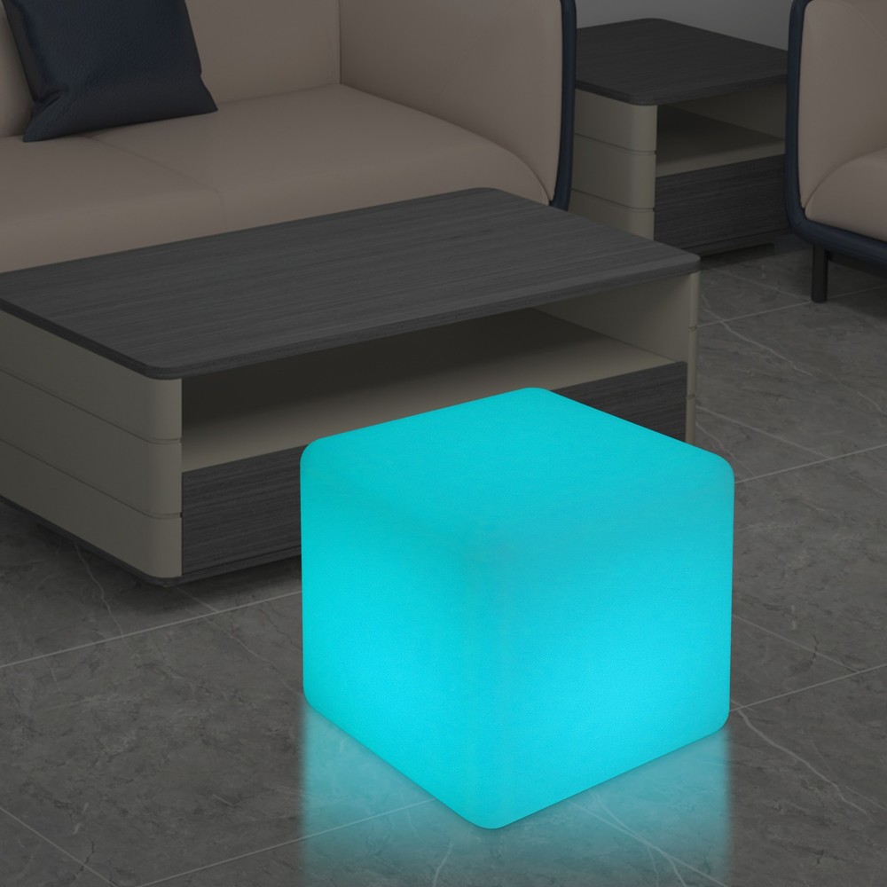 Rechargeable Square Stool Light, 16 Light Colors LED Square Stool