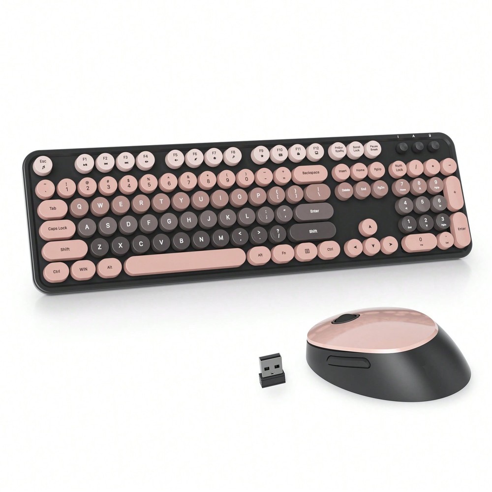 Wireless Keyboard And Mouse Set, Cute Keyboard And Mouse Combo, Full Size-FGQA