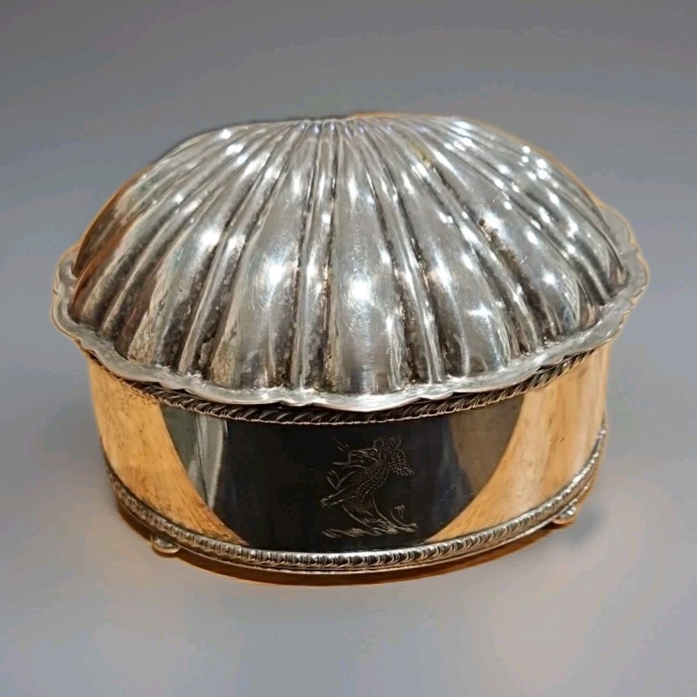 VTG Silverplate Clam Shell Hinged Box Friedman Silver Co Hallmarked Rare Coastal