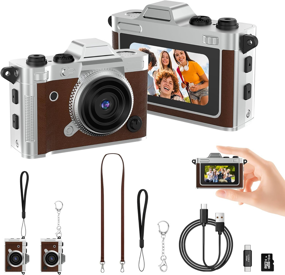 Tiny Digital Camera, Vintage Mini Keychain Camera for Teens & Beginners, Premium