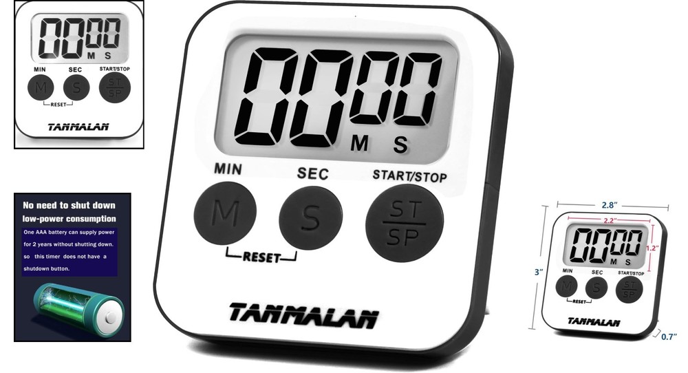 Durable Kitchen Timer for Cooking & Teaching with Easy Countdown-Up Feature