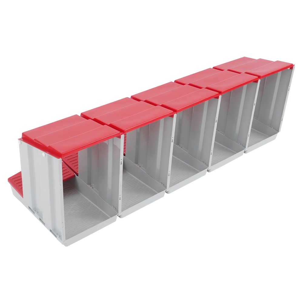 5 Compartment Chicken Nesting Box, Red Poultry Laying Hen Box for Egg Collection