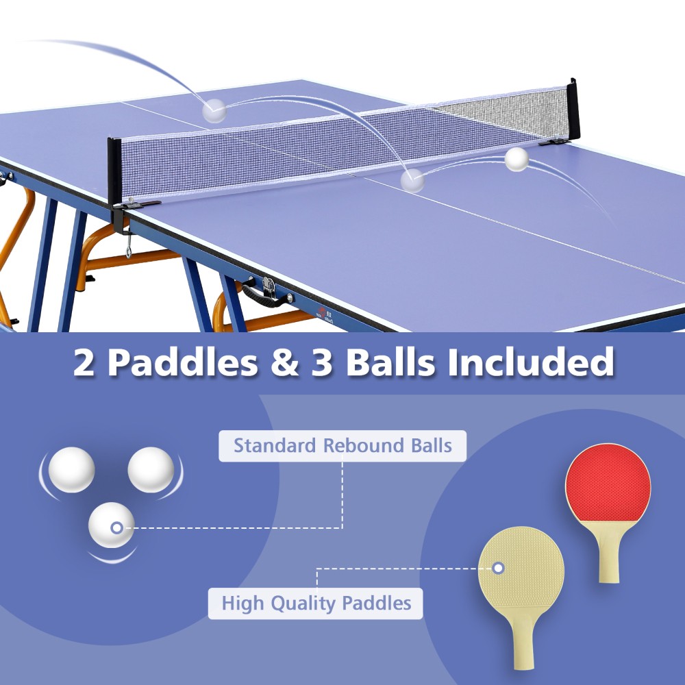 Table Tennis Table, 8×4 Ft Foldable & Portable Ping Pong Table Set With 2 Table