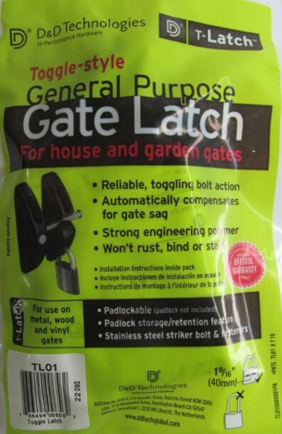 D&D TECHNOLOGIES TL01 T-Latch Action Gate Latch, Padlock Gravity Gate Latch, for
