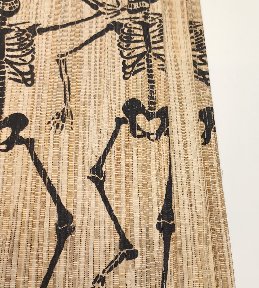 Halloween Table Runner Dancing Skeletons Wood 72.5"