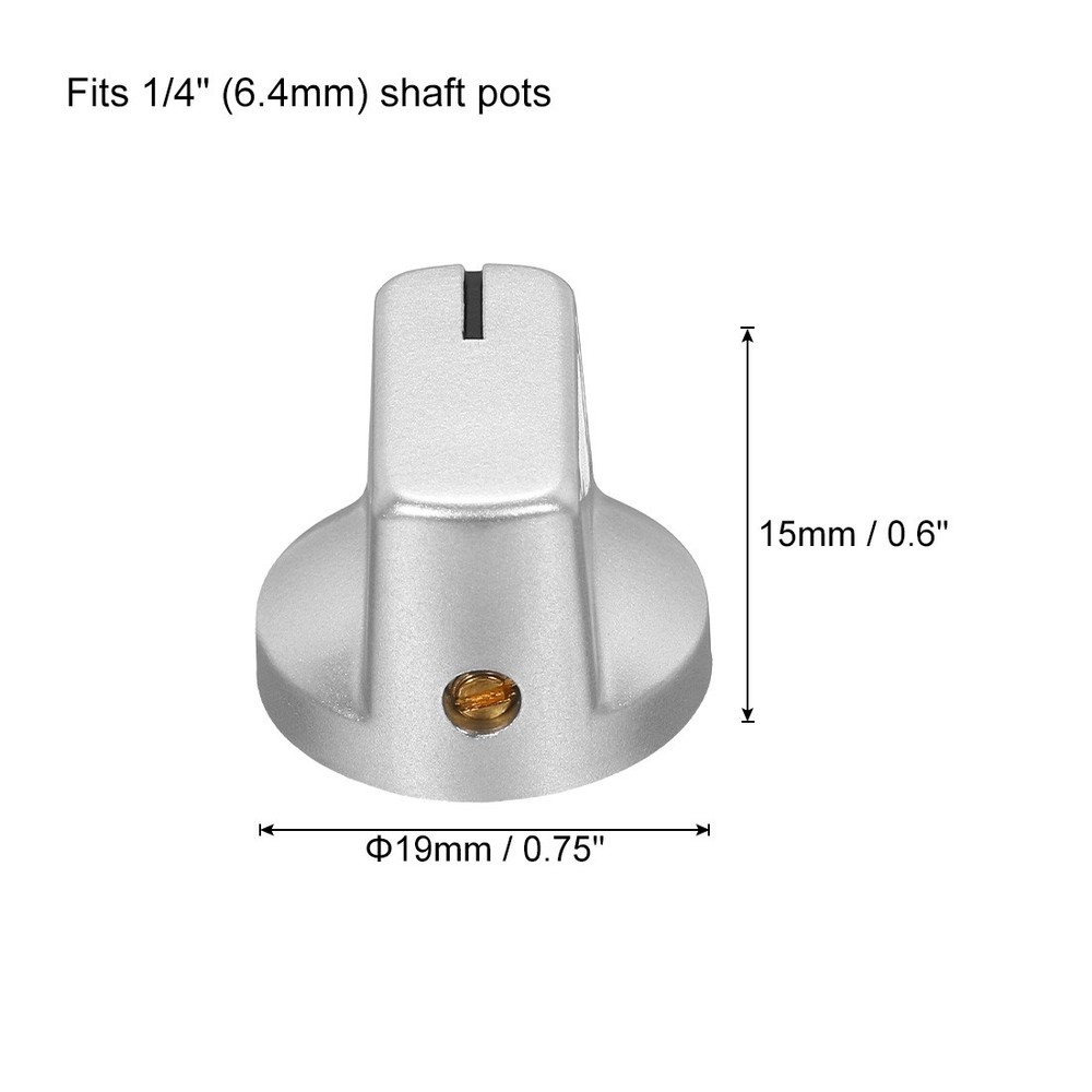 10Pcs 6.4mm Shaft Hole Pedal Knobs Pointer Control Knobs with Set Screw Silver