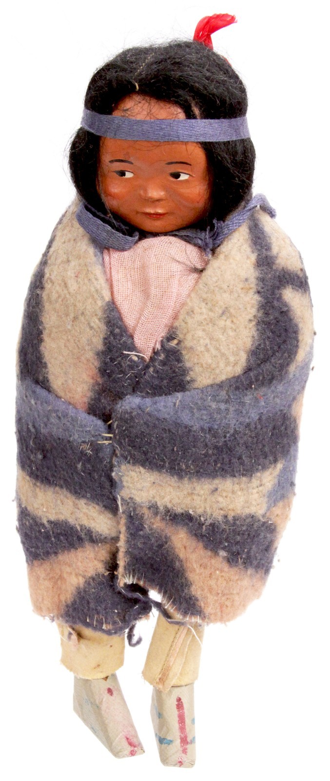Antique Handmade Native American Navajo Skookum Bully Doll Wrapped in Blanket