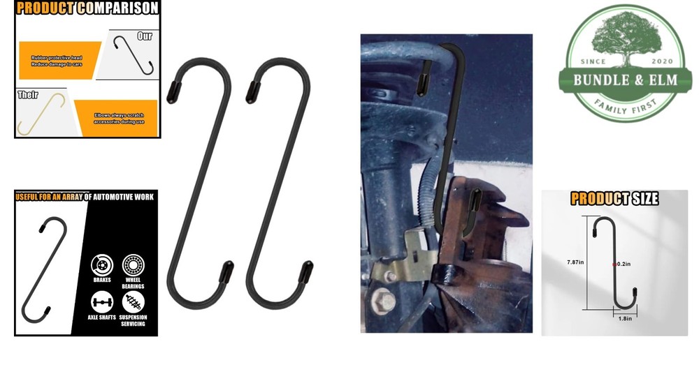 Universal Car Brake Caliper Hooks with Rubber Tips for Safe Suspension Work