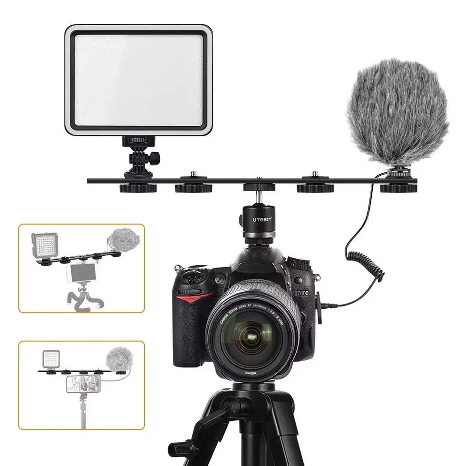 11 inch Flash Bracket, Long Dual Camera Mount Flash Bracket Extension Bar wit...