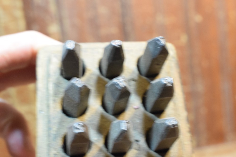 1/8" NUMERIC MAKER'S MARK DIE STAMP SET 9PCS ZERO THROUGH NINE VINTAGE 1960s SET