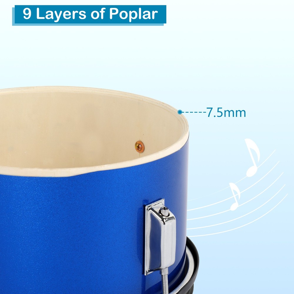 5-Piece for Beginners,16"Full Size Complete Junior Drum Kit /w Adjustable Throne