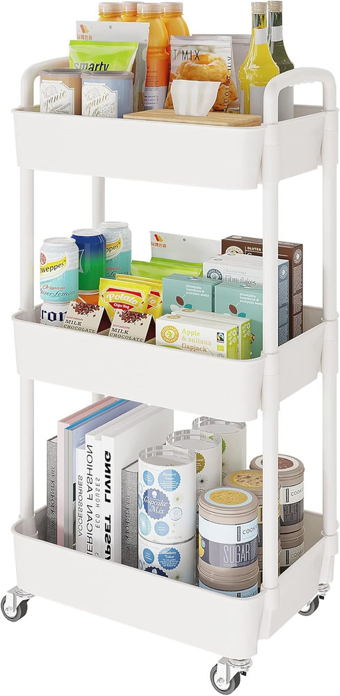 3-Tier Rolling Cart with Wheels,Multifunction Utility Storage Carts