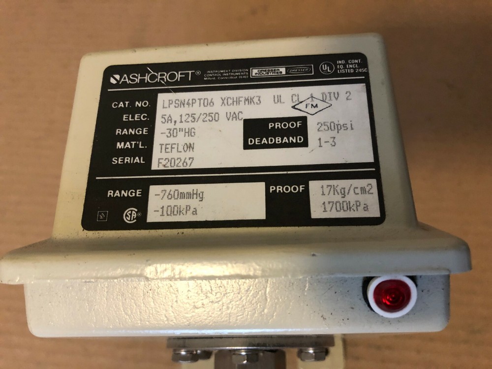 Ashcroft, Pressure Switch, LPSN4PT06