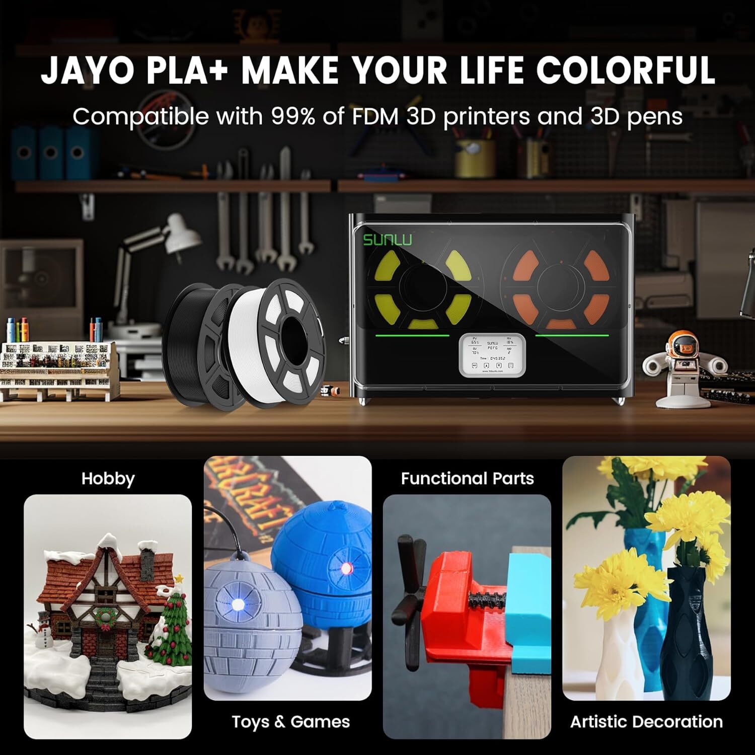 Bundle JAYO 10KG 20KG 30KG PLA PLA+ 1.75MM 3D Printer Filament Black White LOT