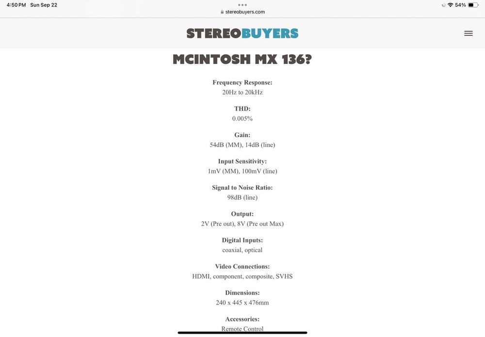 McIntosh MX 136 Processor Preamp Bundle Remote