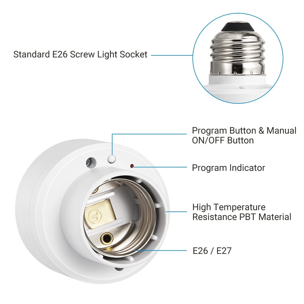 DEWENWILS Remote Control Light Socket, Mounted Wireless Light Switch 100FT Range