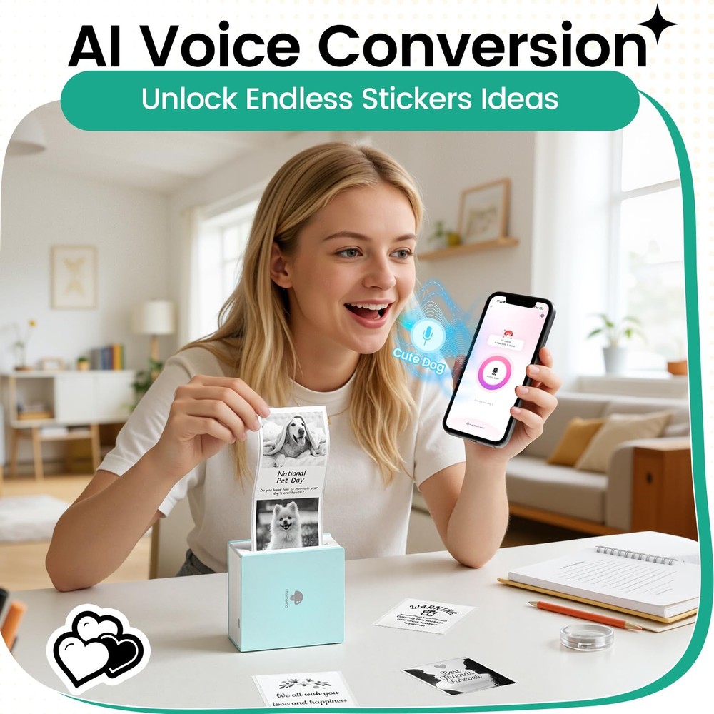 Sticker Printer, Mini Printer Sticker Maker Machine M02, Print Pods Mini Pock...