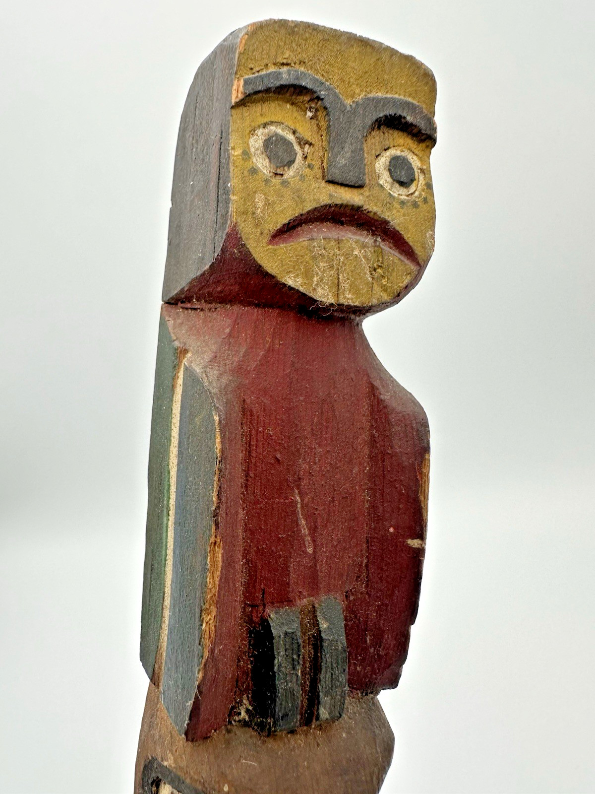 Old 12 1/4" Pacific Northwest Coast Carved Cedar Totem - Antique Native American