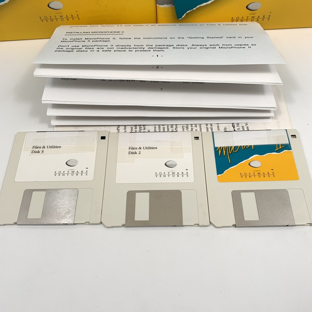 Vintage Macintosh Microphone II Version 4 Software Kit / Three 3.5" Disk