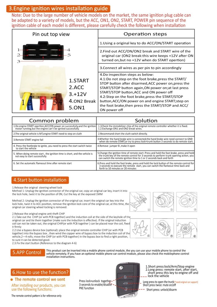 Push start remote start for VW GOLF7 ,PKE,Special cable