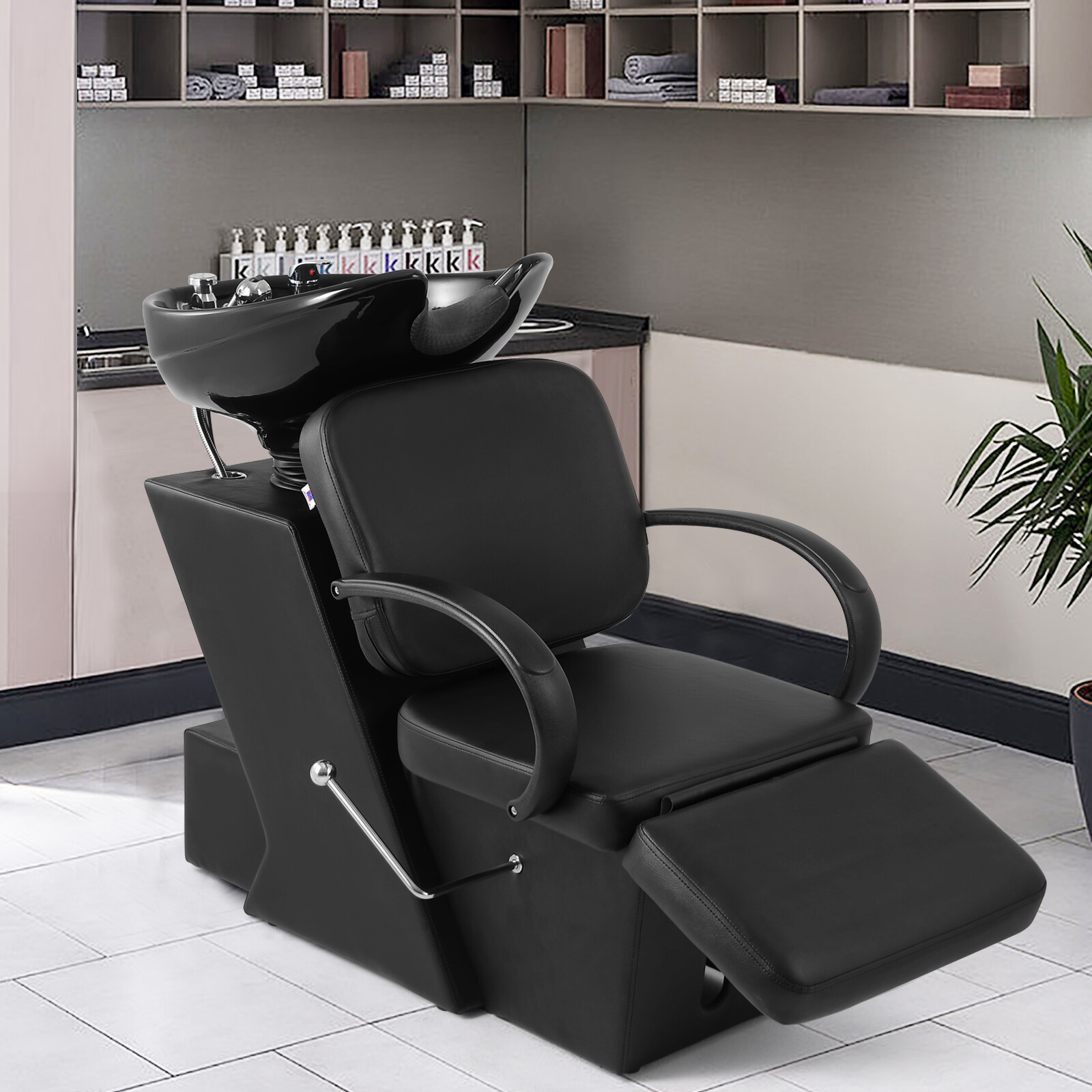 Barber Backwash Shampoo Chair Ceramic Bowl Sink Salon Beauty Spa Stylist Station