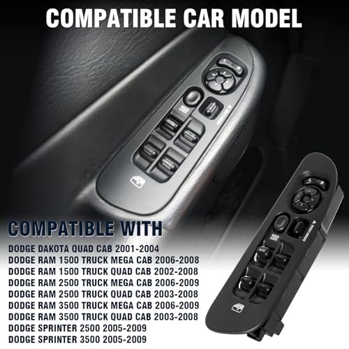 Driver Side Power Window Switch, Door Lock Button Compatible with Dodge Ram