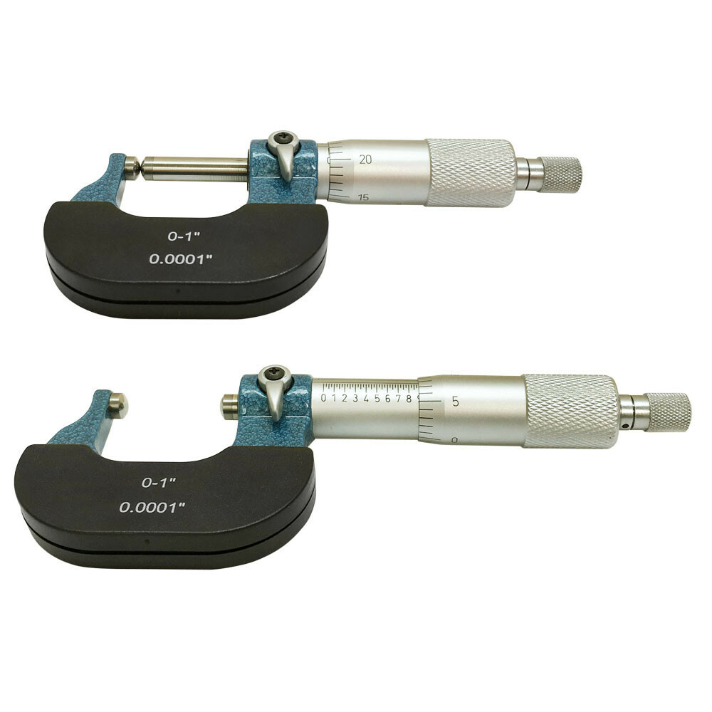 0-1" Precision Micrometer Dual Ball Anvil Round Carbide Tip 0.0001" Graduation