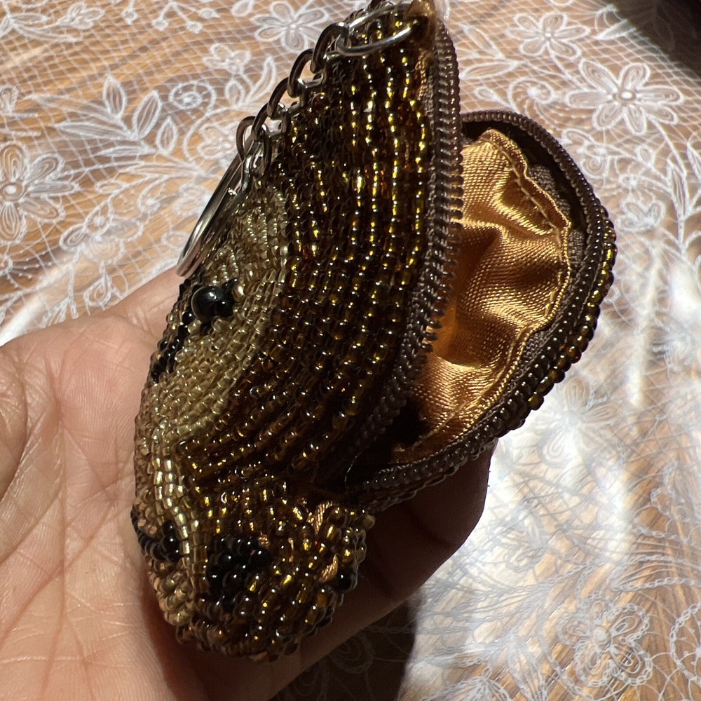 Vintage Brown Monkey Tiny Bead Change Purse
