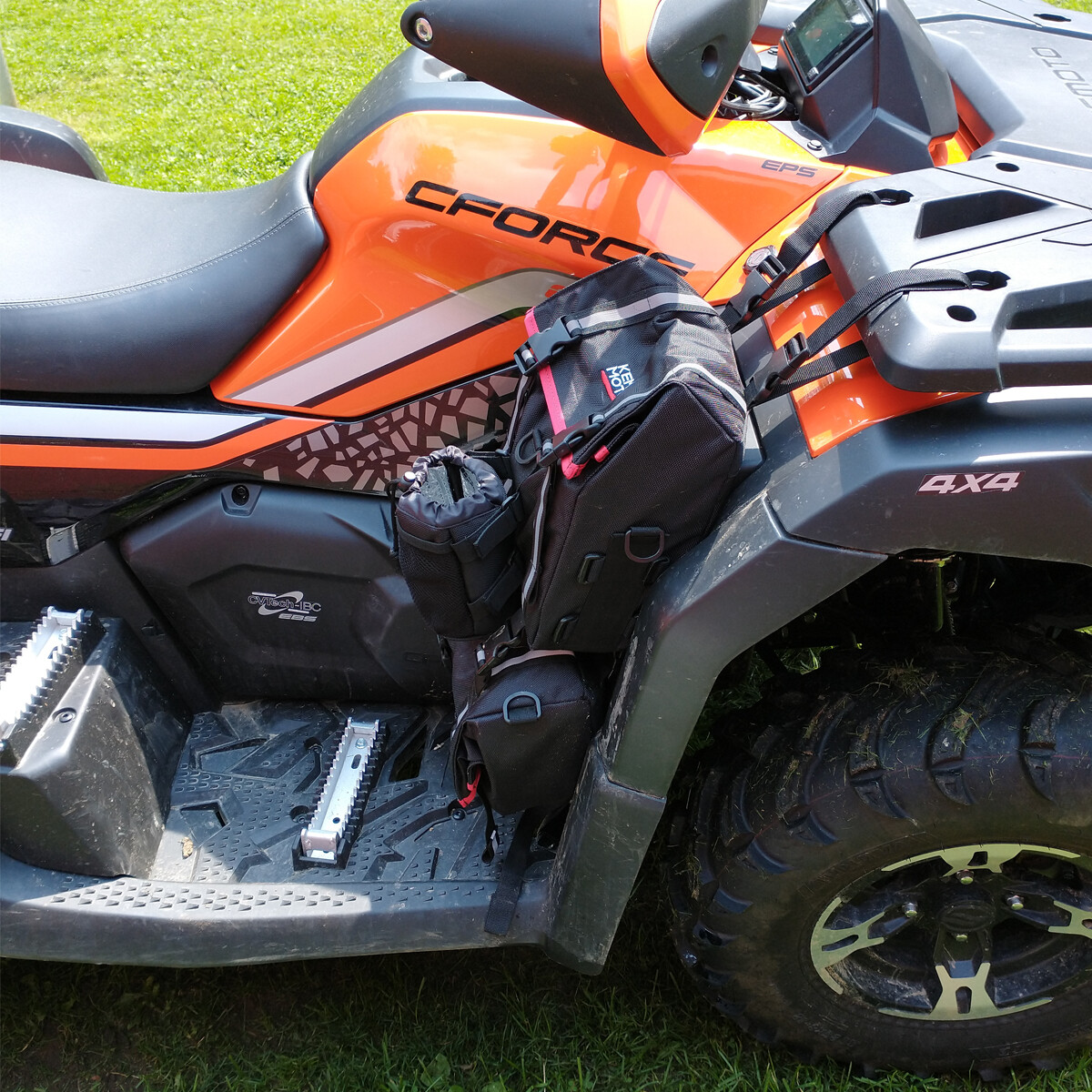 KEMiMOTO ATV Fender Bag Pack Luggage Storage Cargo Black For Sportsman Yamaha