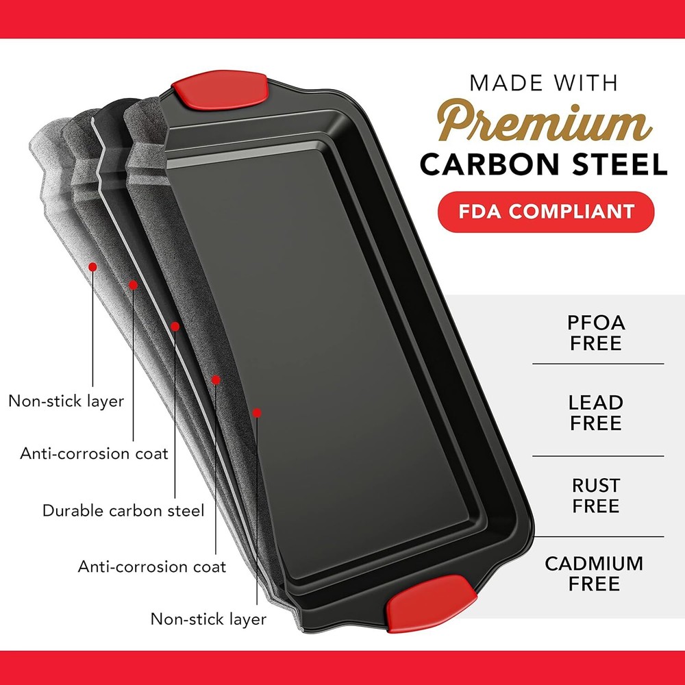 Baking Sheet Set, 2-Piece Large Cookie Set 2 Sheets, Black