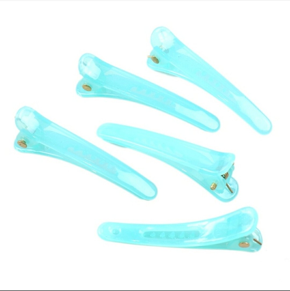 5 pc. DIY Plastic alligator clips for swim bows Blue 2"