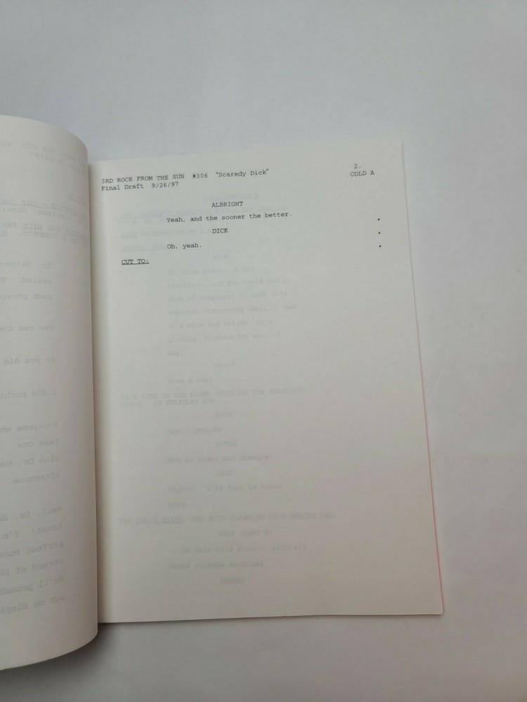 3RD ROCK FROM THE SUN / David Sacks 1997 TV Script, "Scaredy Dick"