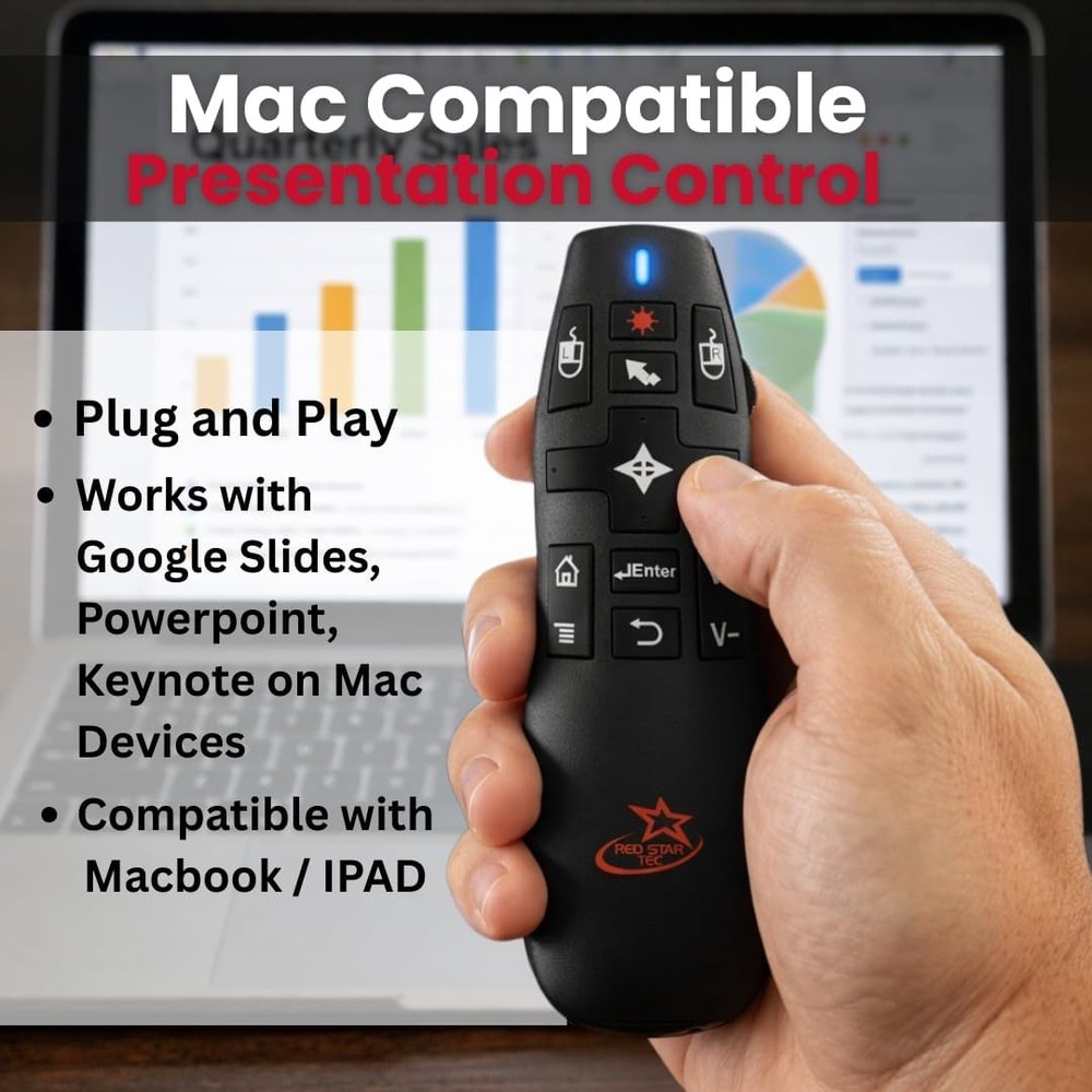 PR-820 Wireless Presentation Clicker with Laser Pointer, PowerPoint Clicker with