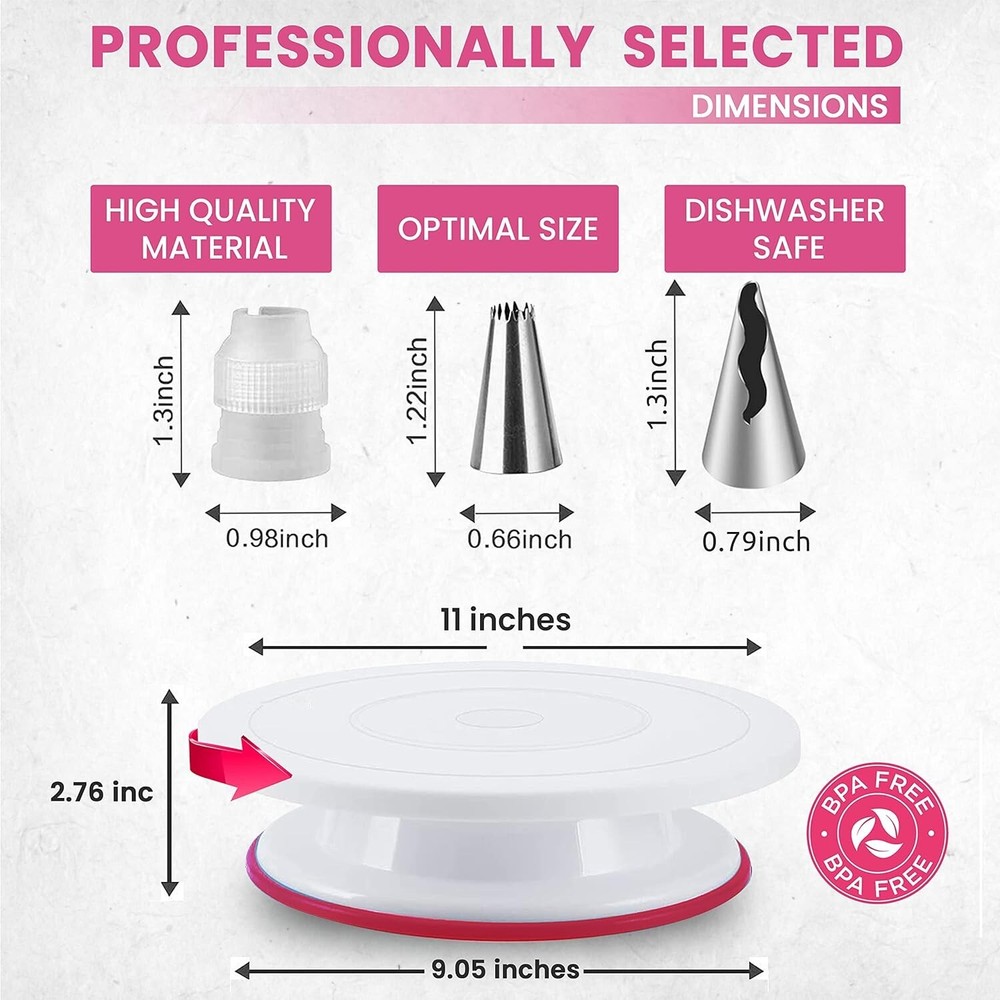 Ultimate 200PC Cake Decorating Kit for Beginners - Includes Turntable & Tips
