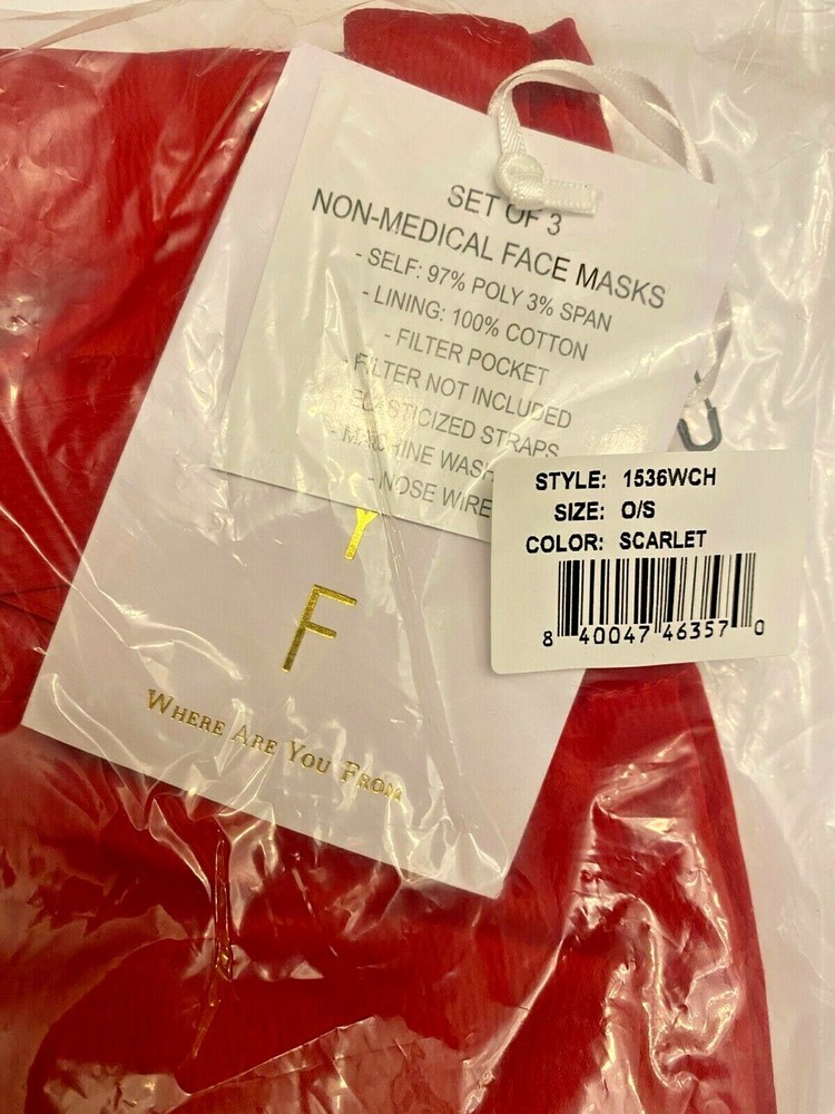 WAYF 3 pack - Satin Face Mask Scarlet Red, Leopard & Black w/ Drawstring Bag