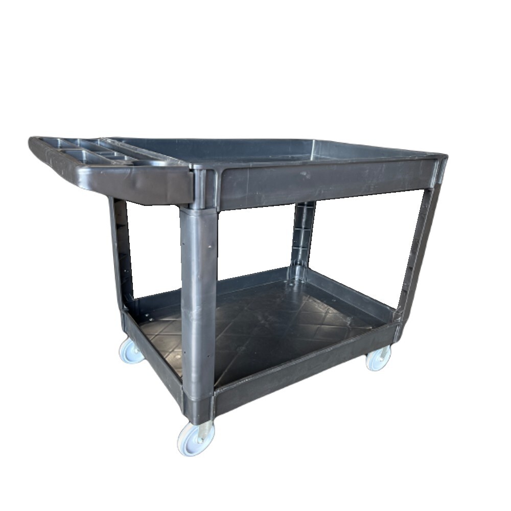 Plastic Utility Cart, 45-1/2" L x 25-1/2" W with Handle 2 Shelves, 550lb Cap