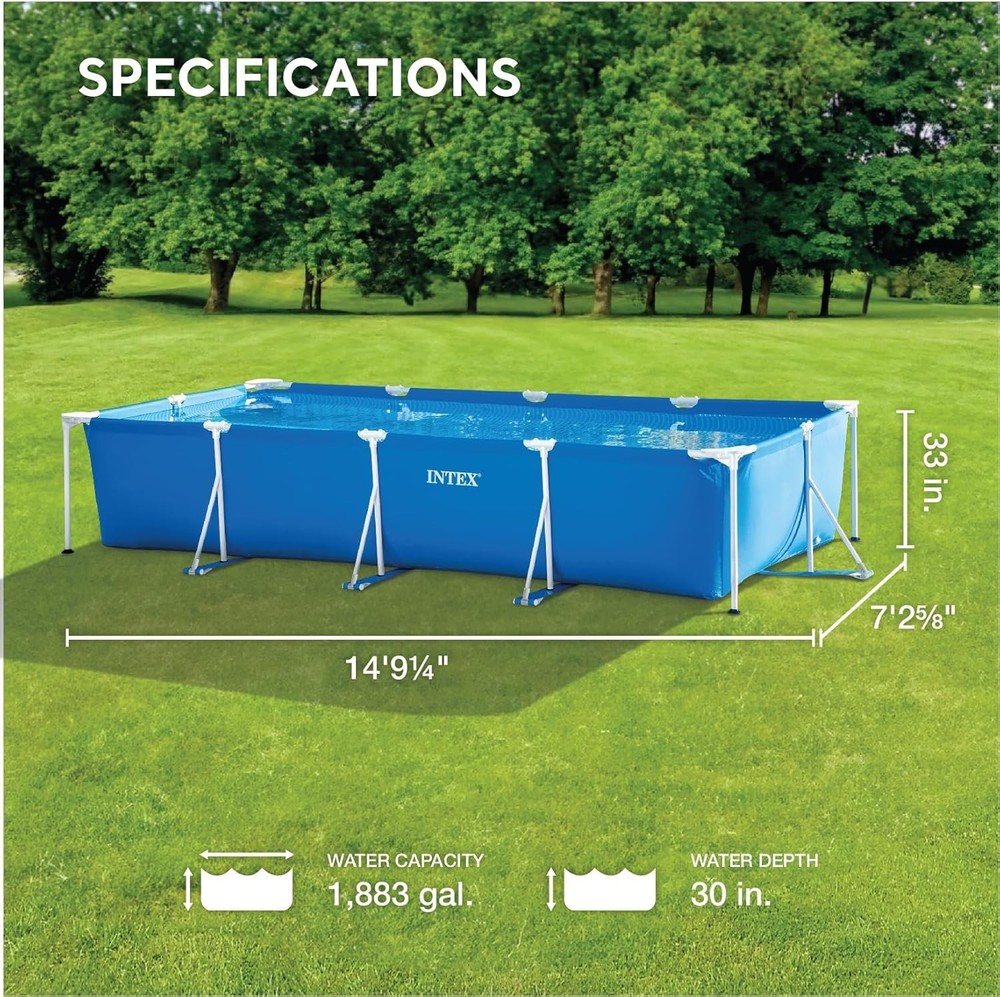 Intex 28279 14 ft.x33 in.Rectangular Above Ground Backyard Pool w/Filter