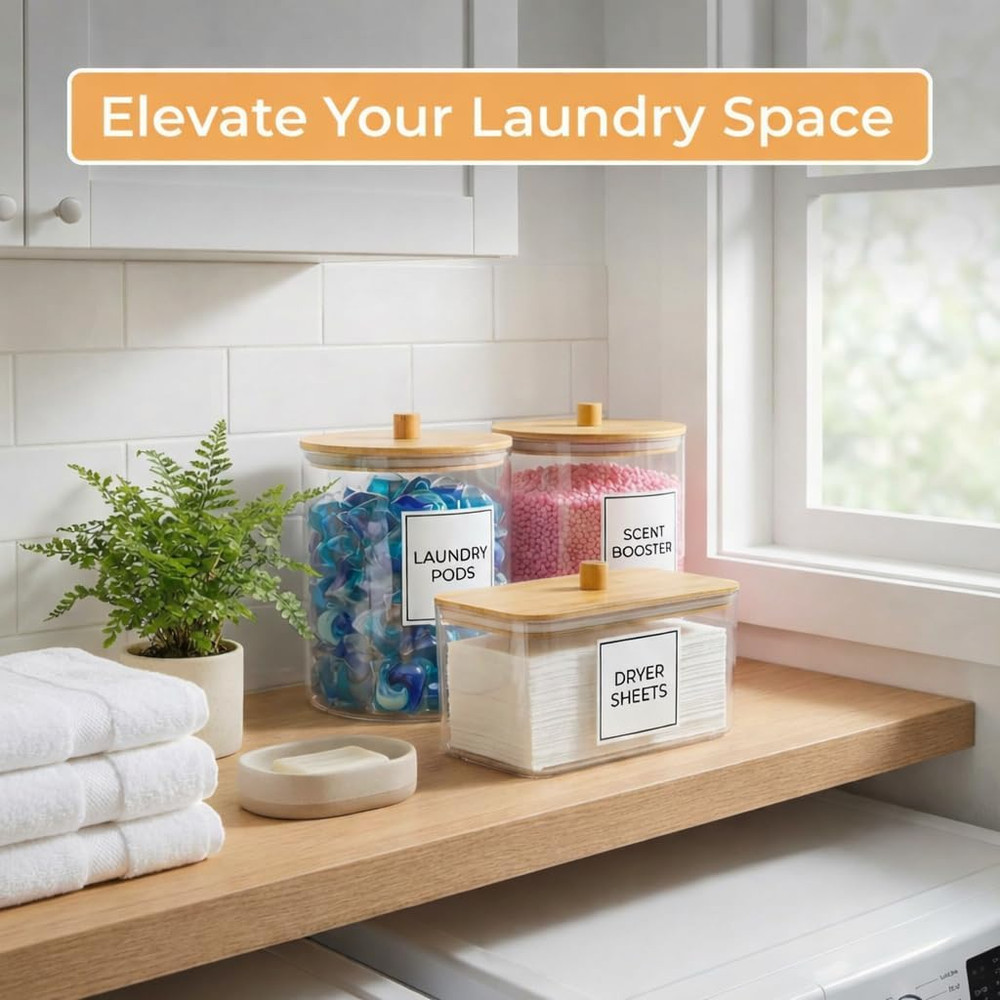 Laundry Pods Containers for Organizing Dryer Sheet Holder & Laundry Jars with...